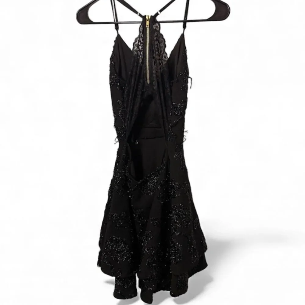 Emerald Sundae, Black Glitter Mini Dress, Juniors Size XS, (NWOT) (Flawed) - Picture 5 of 7